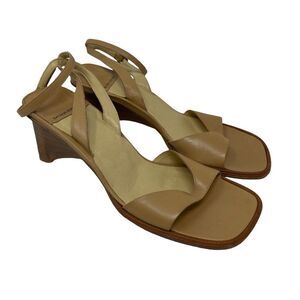 Banana Republic Sandals Tan Ankle Strap Square Toe Leather Women's 8.5